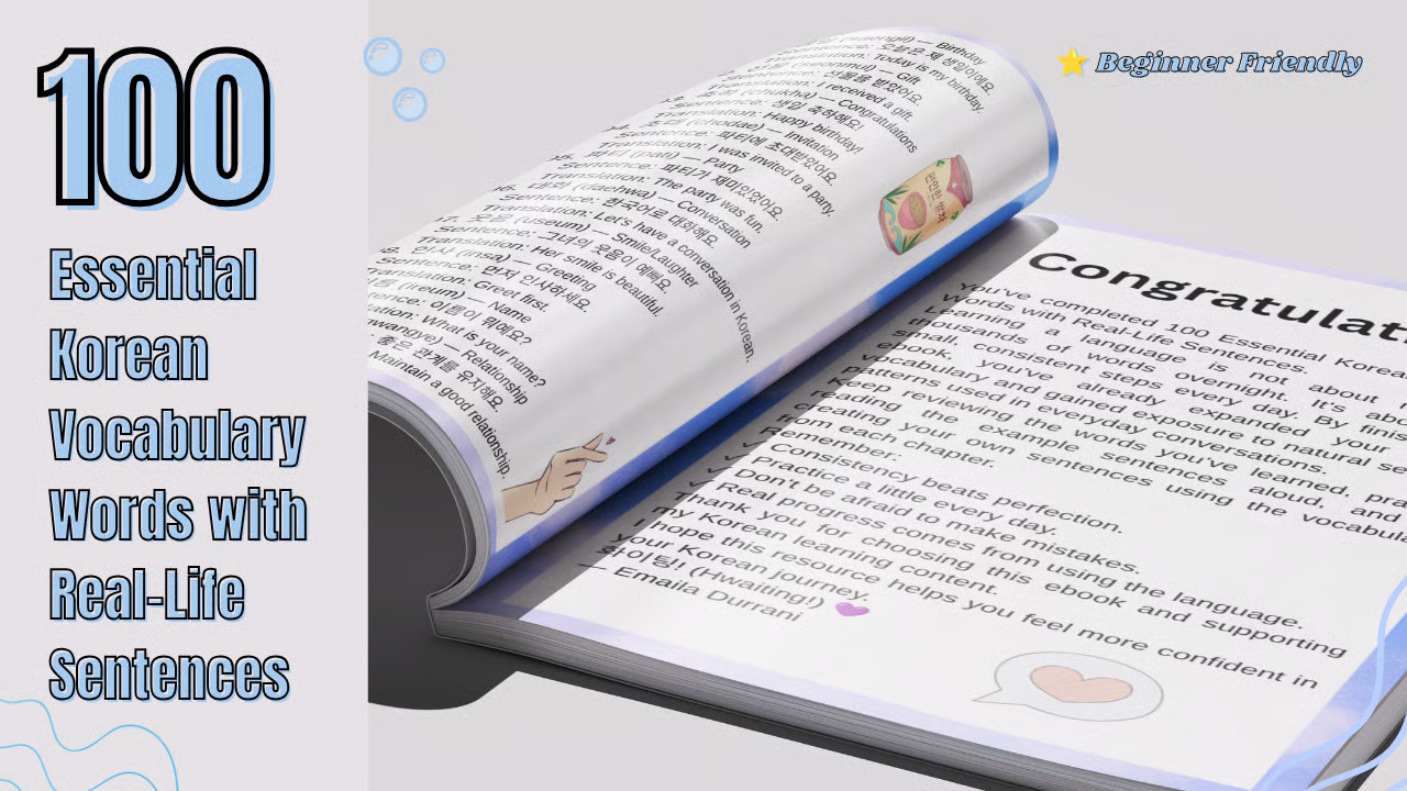 100 Essential Korean Vocabulary Words with Real-Life Sentences - Image 3